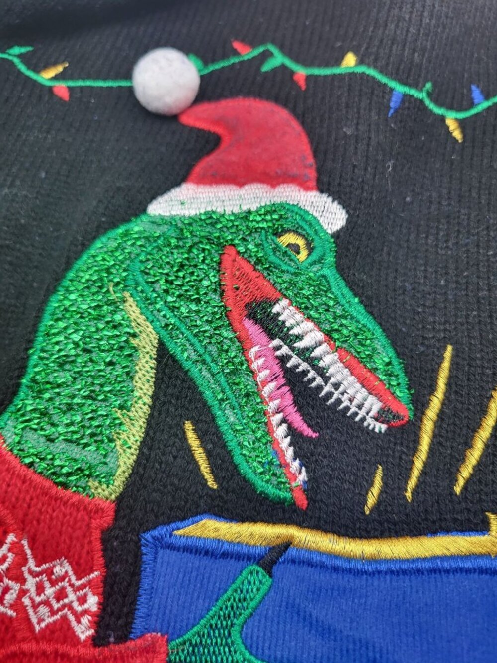 Dinosaur T Rex Presents Ugly Funny Christmas Sweater Party Holiday LG Unisex - Picture 7 of 9